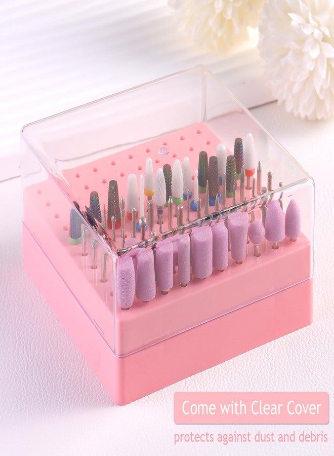 Furtherpretty Nail Drill Bit Holder, 100 Holes Acrylic Nail Drill Bit Organizer with Clear Cover, Nail Drill Bit Storage Case for Manicure Pedicure, Professional Nail Salon Supplies (100 holes-Pink) - Image 4